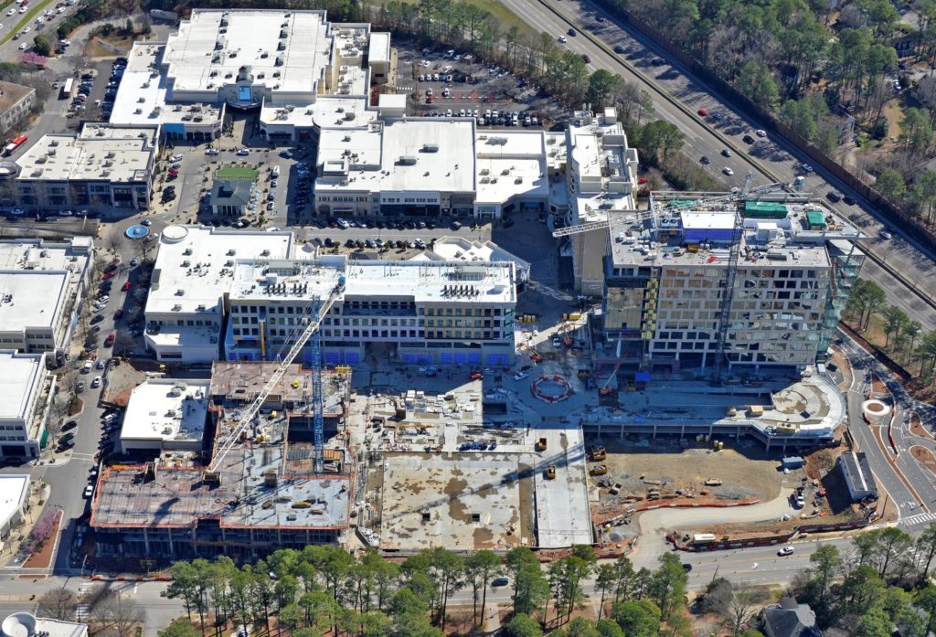 Aerial of building under construction