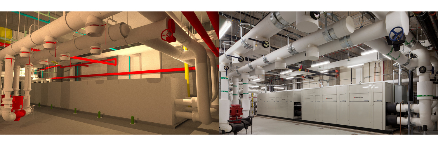 WellStar Paulding Hospital BIM and actual photo comparison of the geothermal system