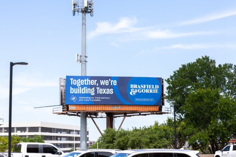 A billboard near the Dallas Office reads 