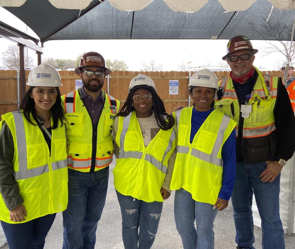 Team members at a topping out for a healthcare project in Austin, Texas