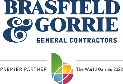 Brasfield & Gorrie and The World Games 2022 logos