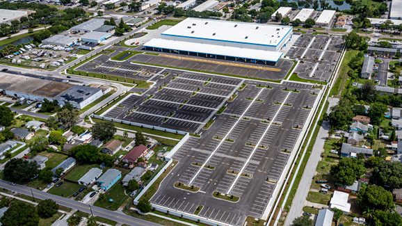 aerial exterior of amazon distribution facility