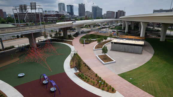 31-acre linear park beneath the newly replaced Interstate 59/20 bridges