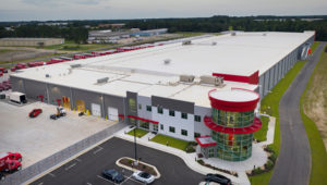 Coca-Cola warehouse exterior aerial shot
