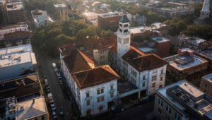 Federal courthouse exterior aerial image.